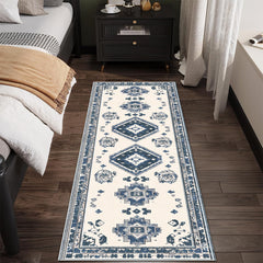 Blue And White Retro Ethnic Style Kitchen Carpet Three-piece Set Niche Artistic Texture Infuses Retro Ritual Feeling For Kitchen Space Non-slip Easy-to-clean And Also Produces A Piece Of Cashmere-like