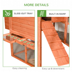 145" Wooden Chicken Coop with Run & Inner Hen House Space