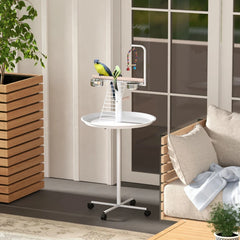 PawHut Bird Stand With Wheels, Perches, Feed Bowls, Round Tray For Parrot