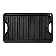14x8.5 Inch Reversible Grill Griddle Pre-Seasoned BBQ Pan Cast Iron Black