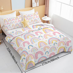 Rainbow Pattern Comforter Set For Women Pink And Yellow Rainbow Star Comforter 3 Piece With 2 Pillow Shams 1 Comforter And 2 Pillow Shams Twin Full Queen King Size
