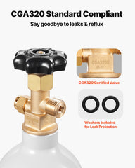 CO2 Tank 2.5 Lbs New Aluminum Alloy Cylinder With CGA320 Valve DOT Approved