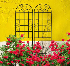 2 Pack Metal Garden Trellis 86.7" X 19.7" Rustproof Trellis For Climbing Plants Outdoor Flower Support Black