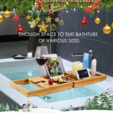 Bathtub Caddy Tray Crafted Bamboo Bath Tray Table Extendable Reading Rack Tablet Phone Holder For Valentines'S Day