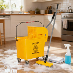 Compact Mop Bucket With Wringer, Mop Bucket On Wheels, 21 Quart, Separate Dirty And Clean Water, Black,TikTok Prohibits Sales