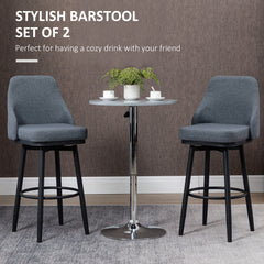 Modern Bar Stools, Set of 2 Swivel Kitchen Chairs, Dark Gray