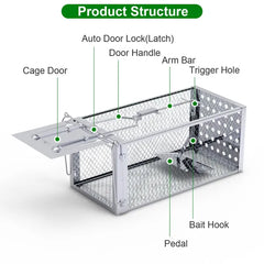 Single Door Rat Trap Cage Humane Rodent Trap Mouse Trap Indoor Outdoor For Small Rodents Mice Voles Hamsters