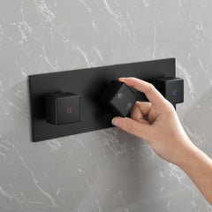 Brass Matte Black Shower Faucet With Shower System,10 Inch Shower Head And Handheld Spray Bathroom Combination