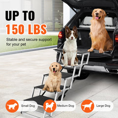 Dog Stair For Cars 5-step Folding Dog Steps Aluminum Loads Up To 150 Lbs