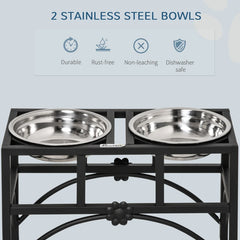 Double Stainless Steel Heavy Duty Dog Food Bowl Elevated Pet Feeding Station