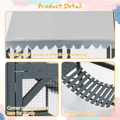 Extra Spacious Catio Outdoor Cat Haven, 110 Inch Luxury Cattery With Weather-Resistant Roof, Cat Climbing Ramp, Space Pod Bed, 2 Lounging Huts