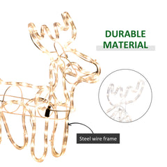 35" Christmas Reindeer and Sleigh with LED Motif Warm Lighting