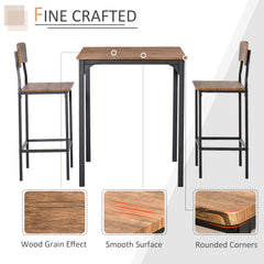 3 Piece Pub Table and Chairs, Small Kitchen Table and Chairs, Square Dining Table with 2 Stools, Walnut and Black