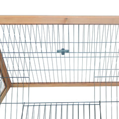 46" x 24" Wooden A-Frame Outdoor Rabbit Hutch, Small Animal Cage, Bunny Hutch with Outside Run & Ventilating Wire, for Rabbits, Chickens, Ducks, Yellow