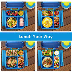 1Pc Kids Lunch Box Thermal Lunch Container With Insulated Storage Bag 2 Compartments Spoon Fork Case Food Safe Spill Resistant