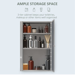 Bathroom Mirrored Cabinet, Vertical 16" x 24" Stainless Steel Frame Medicine Cabinet, Wall-Mounted Storage Organizer with Single Door