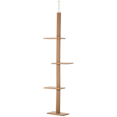 Floor-to-Ceiling Cat Tree Cat Climbing Tower with Sisal-Covered Scratching Posts Natural Cat Tree Activity Center for Kittens Cat Tower Furniture, Brown