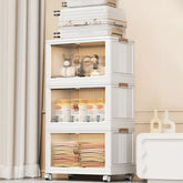 3Pcs Foldable Storage Bins With Lid Front Magnetic Door Collapsible Stackable Closet Organizer Containers With 4Pcs 360° Rotatable Wheels 8Pcs Small Wheels