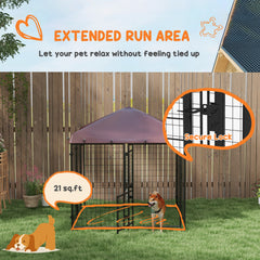 4.6' x 4.6' x 5' Dog Kennel Outdoor with Waterproof Canopy, Large Door