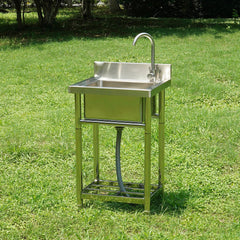 Stainless Steel Utility Sink, 1 Compartment Free Standing Small Sink Include Faucet & Legs, 16 X 13 X 8.7 In Commercial Single Bowl Sinks For Garage, Restaurant, Kitchen, Laundry