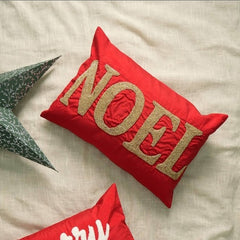 Handmade Red Noel Bead Wooden Pillow