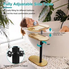 C-Shaped Bathtub Tray Table With Adjustable Height 360 Rotatable Desktop Freestanding Bath Caddy Against Wall Couch Bed Sofa Side Table