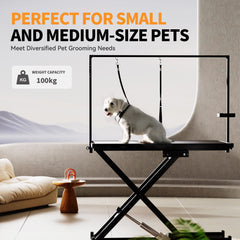 Height Adjustable Pet Grooming Table, Equipped With Leveling Wheels, Dog Grooming Arms, Anti Slip Tabletop, And Tool Organizer 50 Inches, Black, Prohibited Platform Temu