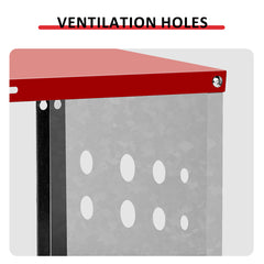 6 Compartments, 84x43x62, Sloping Roof, Disassembled, Iron, Red