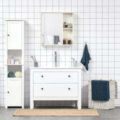 24.75" x 25.5" Bathroom Medicine Cabinet with Mirror, Storage Shelf, Over Toilet Bathroom Cabinet Wall Mounted for Living Room and Laundry Room, White