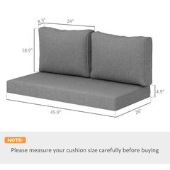2 Seat Patio Furniture Cushions, 46x26x5 In, Thick Outdoor Loveseat Cushion Set With Removable Cover, Fade-Resistant Replacement Cushions For Outdoor Furniture, Couch, Bench, Swing, Gray