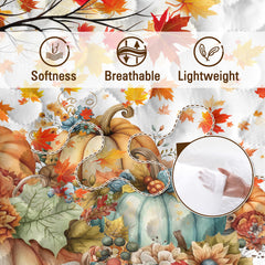 Autumn Theme 3 Pcs Quilt Set - Pumpkin Print Bedspread Coverlet
