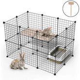 Pet Playpen, Small Animal Cage Indoor Portable Metal Wire Yard Fence For Small Animals, Guinea Pigs, Rabbits Kennel Crate Fence Tent Black 24pcs