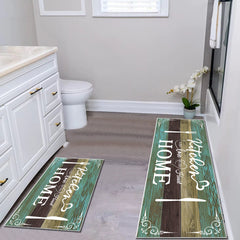 Boho Kitchen Rug Sets 2 Piece Washable Non-Slip Mats Teal 20x32 20x48 In