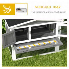 Rabbit Hutch 2-Story Bunny Cage, Guinea Pig Cage Indoor Outdoor, Small Animal House with Slide Out Tray, for Rabbits, Chickens, Ducks, 61.5" x 23" x 27", Light Gray