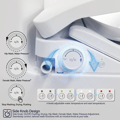 Smart Toilet With Side Knob Adjustable Heated Seat, Water Temperature And Pressure Adjustment Function, Portable Toilet With Automatic Nozzle Cleaning Function, Cannot Be Shipped On Weekends