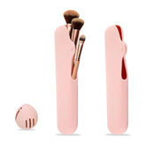Travel Makeup Brush Holder, Beauty Blender Holder ,Silicone Make Up Brush Organizer Case With Makeup Sponge Holde,Soft & Sleek Cosmetic Pouch For Makeup Tools & Toiletry