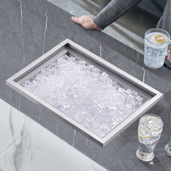 Drop In Ice Chest, 20'L X 14'W X 12'H Stainless Steel Ice Cooler, Commercial Ice Bin With Cover, 40 Qt Outdoor Kitchen Ice Bar, Drain-pipe And Drain Plug Included, For Cold Wine Beer