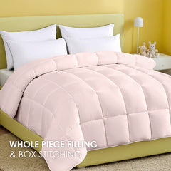 Pink Extra Large Plump Thick Duvet - Bohemian-style Checkered Quilting With Enhanced Warmth And Skin-friendly Comfort. Machine Washable, Hotel-grade Luxury For Bedrooms. Premium Comforter