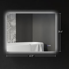 Dimmable Bathroom Mirror with Lights, 37" x 35" Backlit LED Mirror w/ Anti-Fog, Memory & Infinite Color Temperature