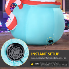 5ft Christmas Inflatables Outdoor Decorations Blessed Polar Bear and Penguins in the Cup, Blow-Up LED Yard Christmas Decor for Garden, Lawn, Party, Holiday