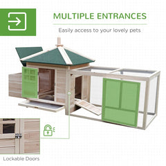 Wooden Chicken Coop With Nesting Box, Cute Outdoor Hen House With Removable Tray, Ramp Run, For Garden Backyard, Natural