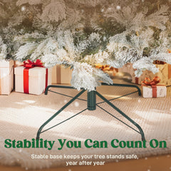 7.5 ft Artificial Frosted Christmas Tree with Realistic Branches, Wide Full Spruce, Hinged Xmas Tree, Easy Assembly