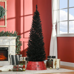 6' Artificial Pencil Christmas Tree, Slim Xmas Tree with 390 Realistic Branch Tips and Plastic Stand, Black