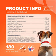 Glucosamine For Dogs Hemp Hip And Joint Supplement For Dogs Glucosamine Chondroitin Chews With MSM Turmeric Collagen For Mobility Bone Skin And Coat Health Maintains Muscle Strength