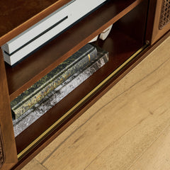 67.9 Inch Mid Century Modern Rattan TV Stand For TVs Up To 75, Entertainment Cabinet, Media Console For Living Room Media Room, Solid Wood Feet Rattan Cabinet Doors - Walnut