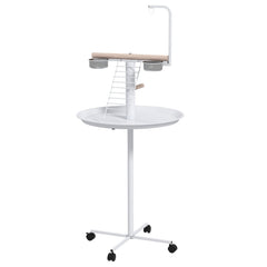 PawHut Bird Stand With Wheels, Perches, Feed Bowls, Round Tray For Parrot