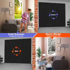 1Pc 16x7FT Magnetic Thermal Insulated Garage Door Curtain For Winter Two Car Garage Screen With Magnetic Closure 8 Roll Up Buckle Straps For Two Cars Weatherproof Windproof Soundproof