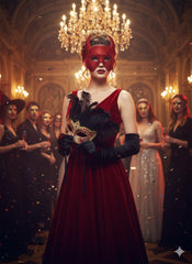 Red Rhinestone Devil Horn Masquerade Mask Costume Party Accessory