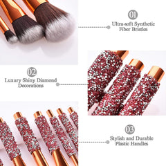 10 In 1 Diamond Inlaid Handmade Custom Makeup Brush