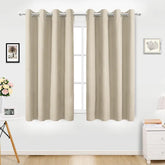 34 In. W X 84 In. L Blackout Curtains With Grommet Top Room Darkening Noise Reducing, Beige(1 Panel), Silencer Clip